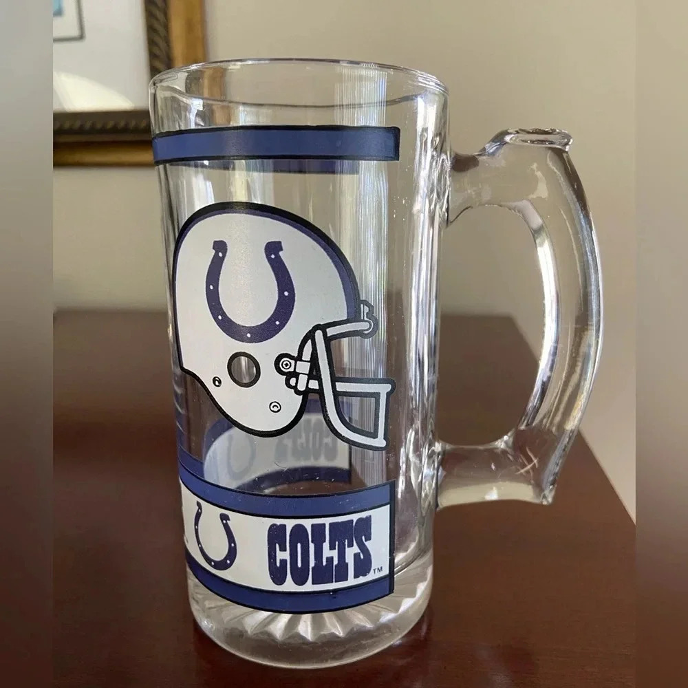 🩵 RARE Authentic Vintage NFL Indianapolis Baltimore Colts Glass Beer Stein Mug